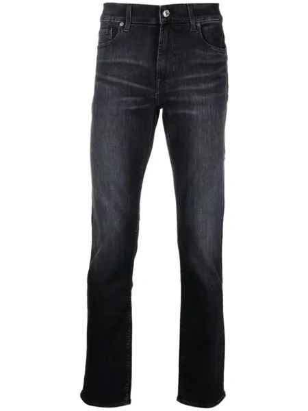 7 For All Mankind узкие джинсы с эффектом потертости, черный