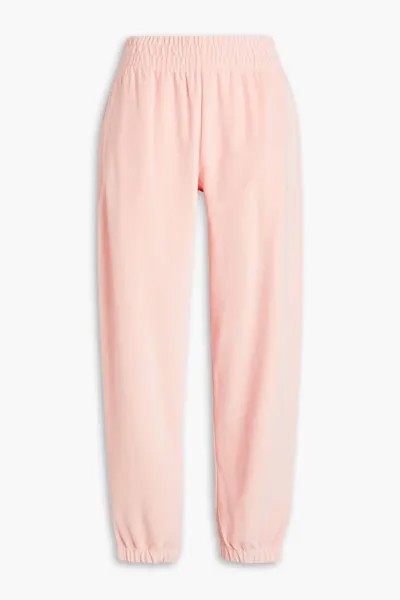 Украшенные спортивные брюки из хлопкового велюра Alexanderwang.T, пастельно-розовый