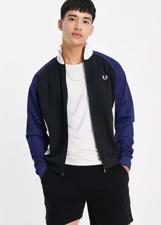 Черная олимпийка с вставкой из плотного трикотажа Fred Perry-Черный цвет