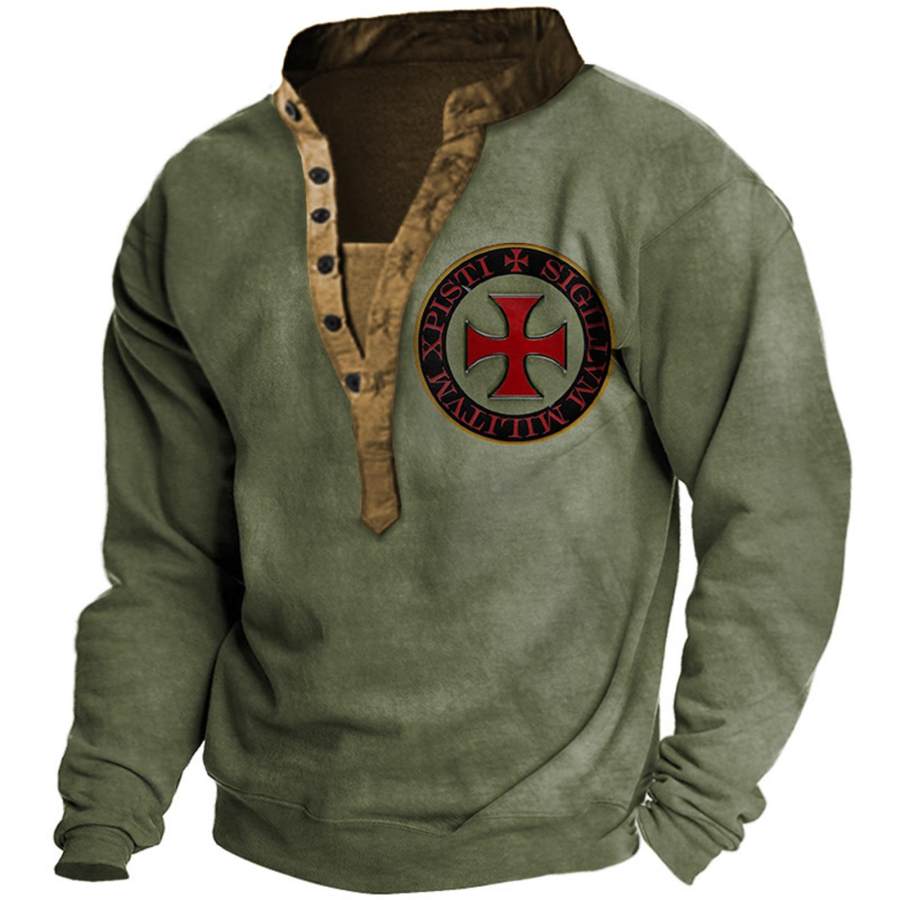 Мужская толстовка Henley с принтом Templar Cross на открытом воздухе