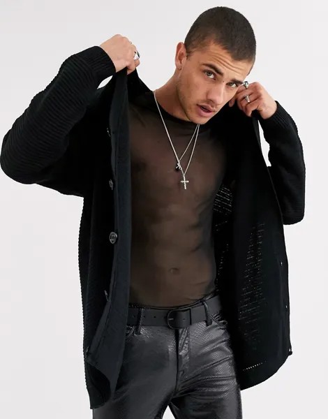 Черный фактурный кардиган ASOS DESIGN