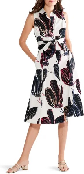 Платье-рубашка Petite с тиснеными цветами NIC+ZOE, цвет Black Multi