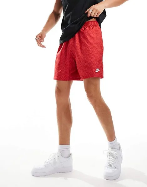 Красные шорты с монограммой Nike Club