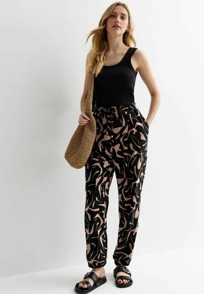 Спортивные брюки Abstract Cuffed New Look, черный