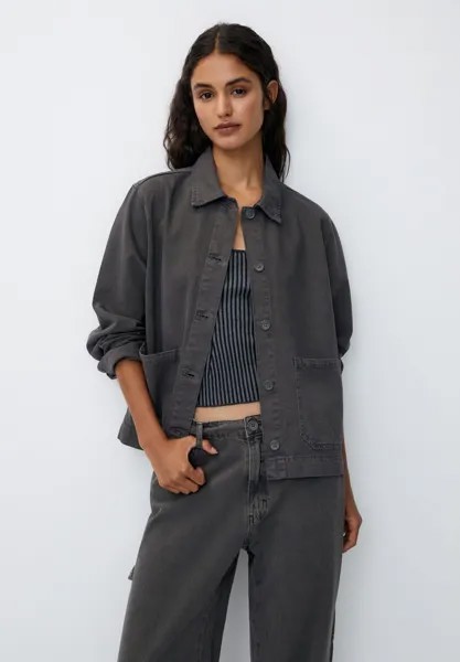 Джинсовая куртка Worker PULL&BEAR, цвет dark grey