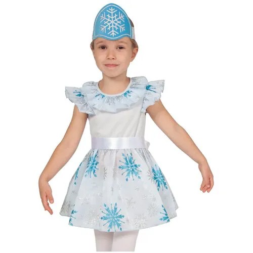 Карнавальный костюм Карнавалофф - Сказки. Снежинка серебряная, размер 116-122см 5133-S