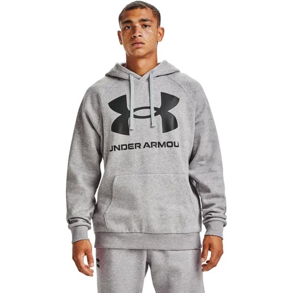 Толстовка мужская Under Armour Rival Fleece Big Logo Hoodie серая XXL
