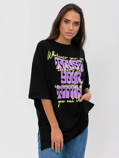 Футболка женская CHIC&CHARISMA 2220050 черная ONE SIZE