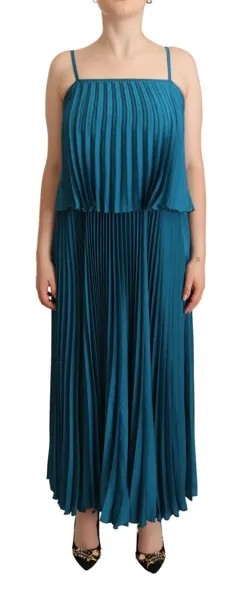 Платье ДИКСИ Плиссированное синее длинное макси без рукавов на тонких бретельках IT42/US8/M $600