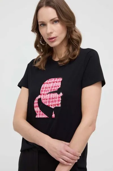 Хлопковая футболка Karl Lagerfeld, черный