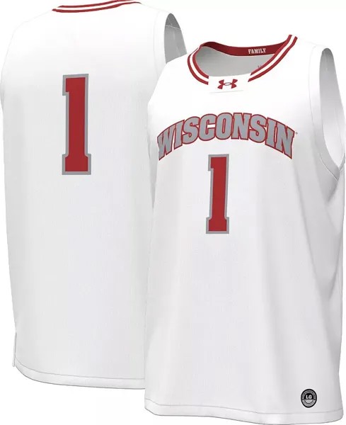 Мужская белая баскетбольная майка Under Armour Wisconsin Badgers #1