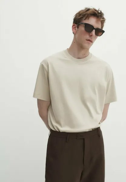 Базовая футболка Short Sleeve Massimo Dutti, вечнозеленая