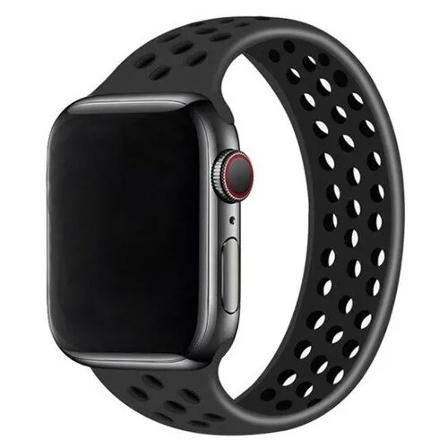 Ремешок-браслет силиконовый перфорированный NK для Apple Watch 42/44/45мм (4), черный, L(156mm)