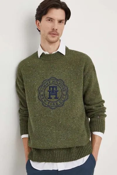 Шерстяной свитер Tommy Hilfiger, зеленый