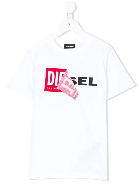 Diesel Kids peeled logo print T-shirt