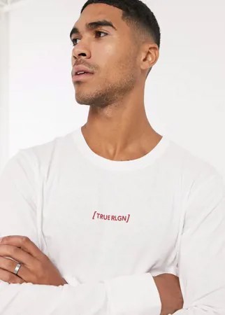 Лонгслив с круглым вырезом и объемным логотипом True Religion-Белый
