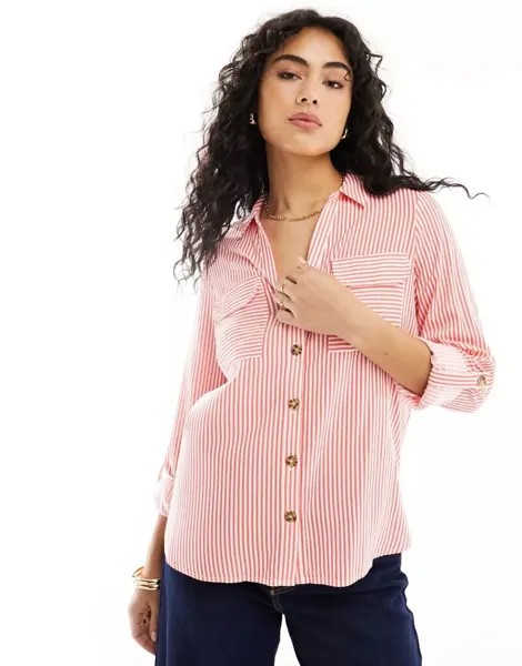 Рубашка Vero Moda с красными полосками и нагрудными карманами