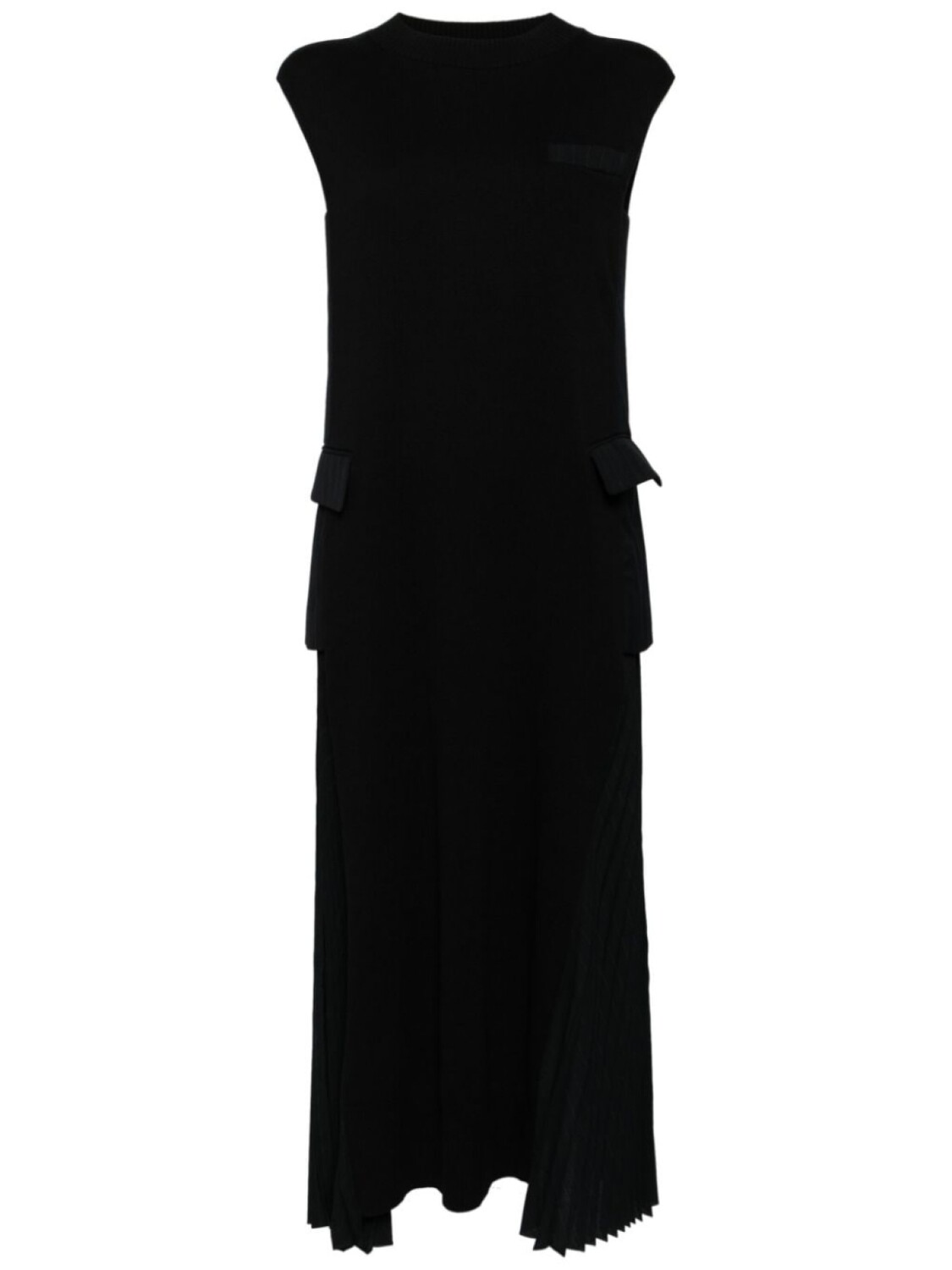 Sacai sleeveless ribbed-knit maxi dress, синий