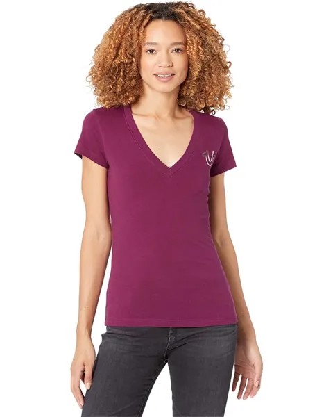 Футболка True Religion Neon Slim V-Neck, фиолетовый