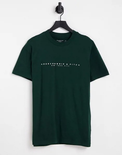 Зеленая футболка с логотипом на груди Abercrombie & Fitch Cross-Зеленый цвет