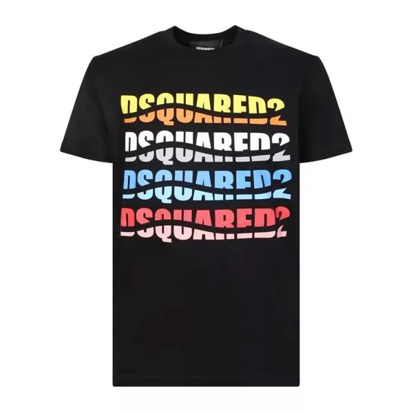 Футболка multicolor logo black t-shirt Dsquared2, мультиколор