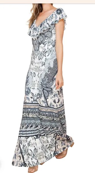 HALE BOB MARGOT Платье макси из эластичного джерси с v-образным вырезом и цветочным принтом пейсли, M 8