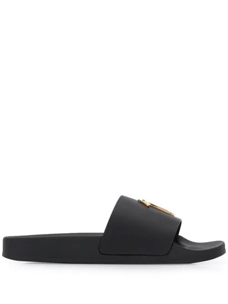 Giuseppe Zanotti шлепанцы с логотипом, черный