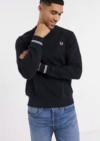 Темно-синий свитшот с круглым вырезом и контрастной отделкой Fred Perry