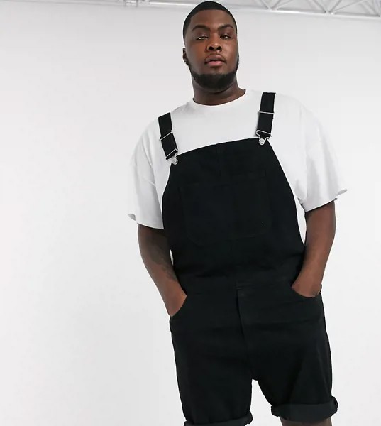 Черный джинсовый комбинезон-шорты ASOS DESIGN Plus