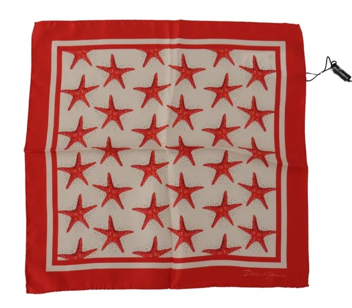 DOLCE - GABBANA Шарф Шелковый квадратный мужской носовой платок с принтом красной звезды 30см х 30см