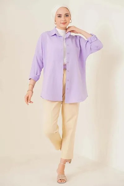 Женский хиджаб сиреневого цвета, длинная базовая рубашка широкого кроя HZL24W-BD139001 hazelin