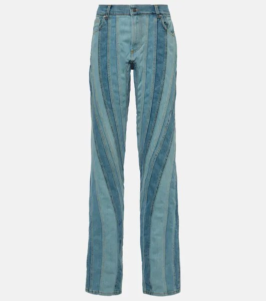 Прямые джинсы в стиле пэчворк Mugler, синий