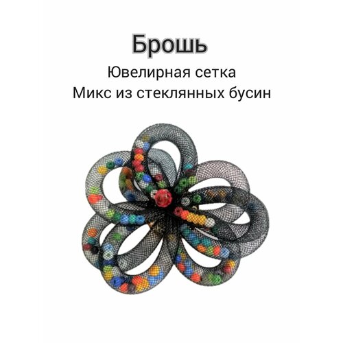 Брошь Divetro, бисер, черный