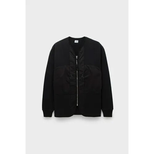 Куртка C.P. COMPANY sweatshirts open sweat in diagonal fleece, размер 54, черный