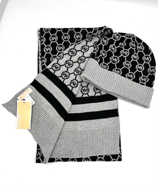 Комплект (шапка+шарф) женский Michael Kors 537103c черный, one size