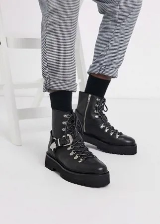 Черные ботинки со шнуровкой и пряжкой ASOS EDITION-Черный