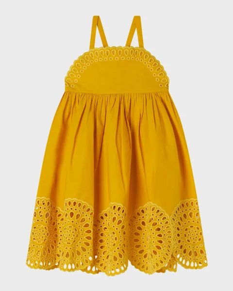 Платье из английской вышивки из поплина для девочек, размер 4–12 Stella McCartney Kids, цвет Yellow