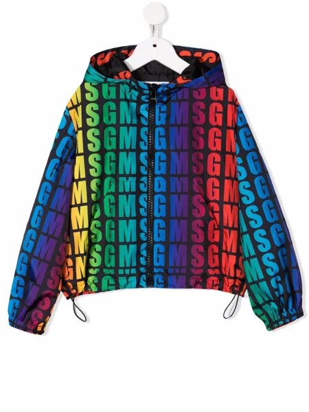 MSGM Kids куртка с капюшоном и логотипом