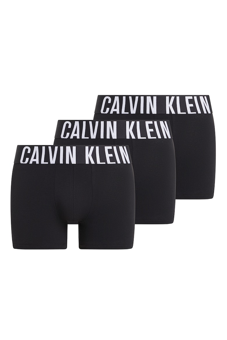 Боксеры с логотипом на поясе - 3 пары Calvin Klein, черный