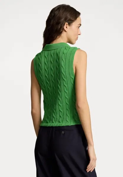 Рубашка поло CABLE KNIT CROPPED POLO SHIRT Ralph Lauren, зеленый