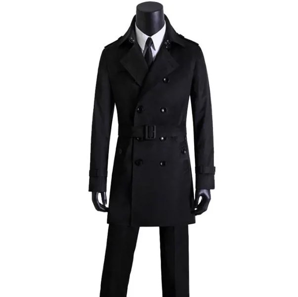 Тренчкот мужской с шипами, длинное двубортное пальто, длинный плащ, весна-осень, дизайнерская одежда, m1239