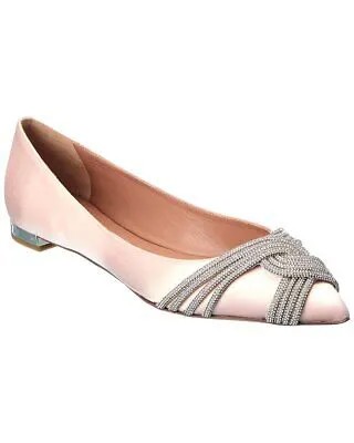 Женские атласные туфли на плоской подошве Aquazzura Gatsby, розовые 37