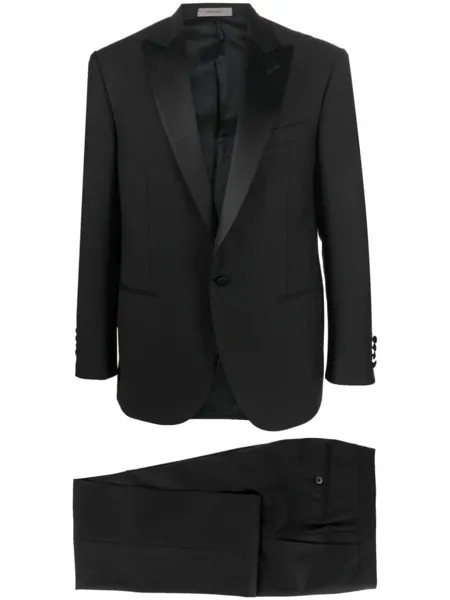 Костюм с однобортным пиджаком из необработанной шерсти Corneliani, черный