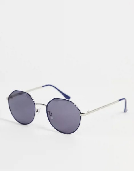 Круглые солнцезащитные очки синего цвета AJ Morgan Agenda-Серебристый