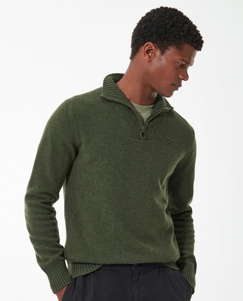 Мужской свитер с длинными рукавами и застежкой-молнией на воротнике Barbour, светло-зеленый