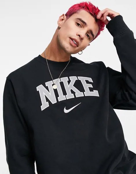 Черный свитшот из плотного трикотажа с логотипом Nike Retro-Черный цвет