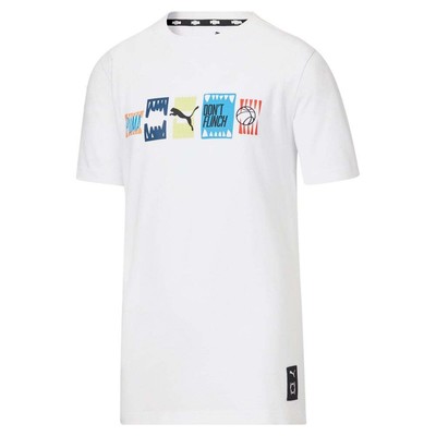 Футболка Puma Buzzer Beater с круглым вырезом и короткими рукавами, молодежная, белая, Casua