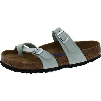 Женские зеленые кожаные шлепанцы Birkenstock 39 Medium (B,M) BHFO 3401