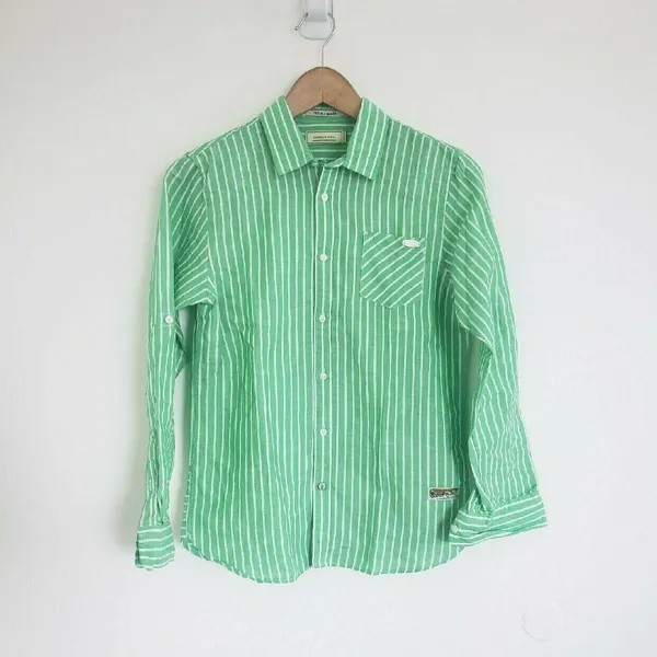 Рубашка на пуговицах с карманами и рукавами в зеленую полоску SCOTCH - SODA 6