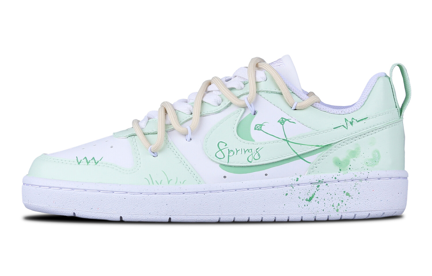 Кроссовки Nike Court Borough Skateboarding Shoes Women's Low-top White, светло-зеленый